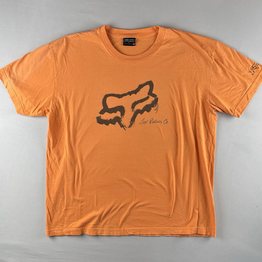 Vintage Y2K Fox Racing T Shirt Orange Motocross Logo Tee 2XL